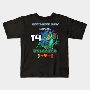 Birthday Boy Level 14 Unlocked Kids T-Shirt